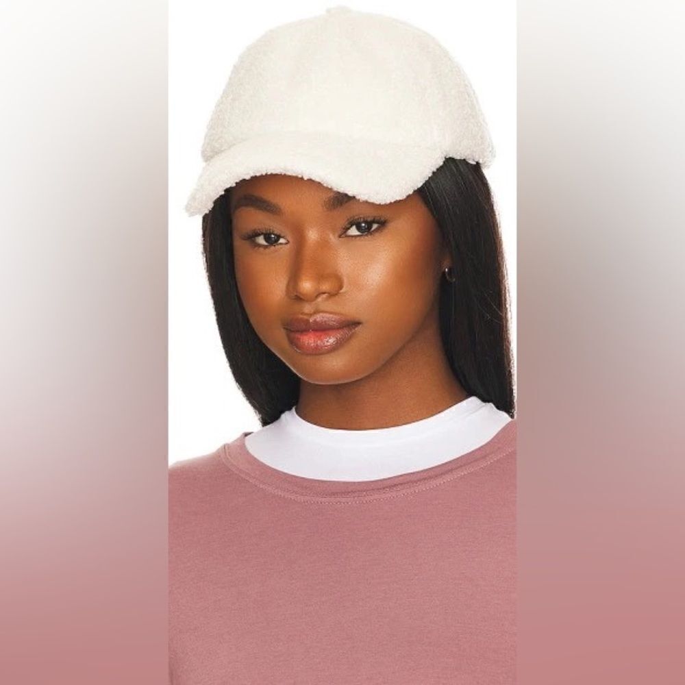 WellBeing + BeingWell White Sherpa Baseball Cap Adjustable Back